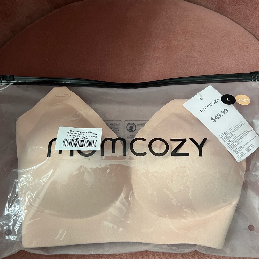NEW Momcozy Nude Nursing Bra Large
